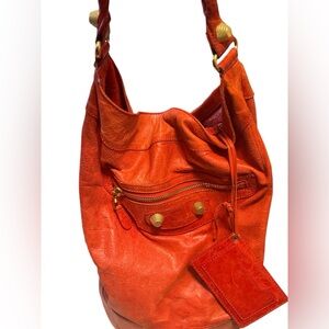 Balenciaga Leather Bucket Bag in Red